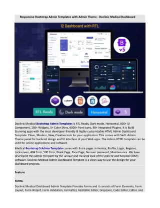 Responsive Bootstrap Admin Templates with Admin Theme - Doclinic Medical Dashboard