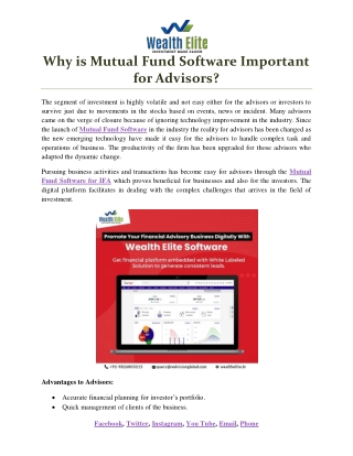 Why is Mutual Fund Software Important for Advisors