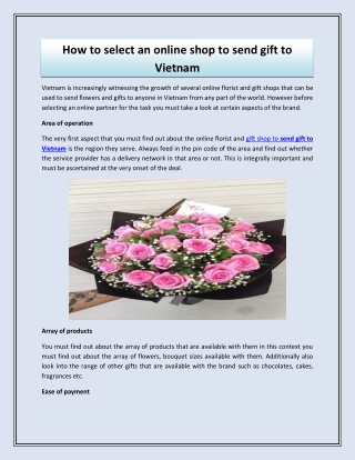How to select an online shop to send gift to Vietnam