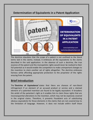 Determination of Equivalents in a Patent Application