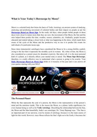 Today Horoscope by Moon Sign