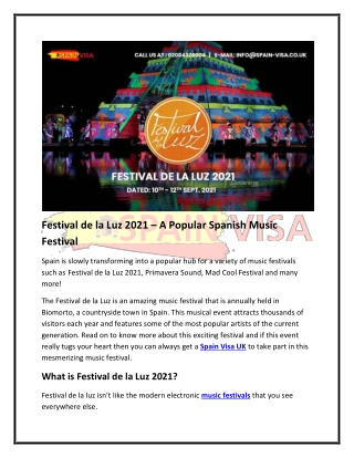 Festival de la Luz 2021 -a popular spanish music festival