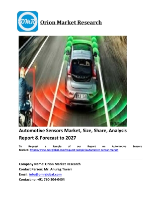 Automotive Sensors Market Trends, Size, Competitive Analysis and Forecast 2021-2
