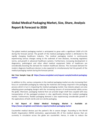 Global Medical Packaging Market