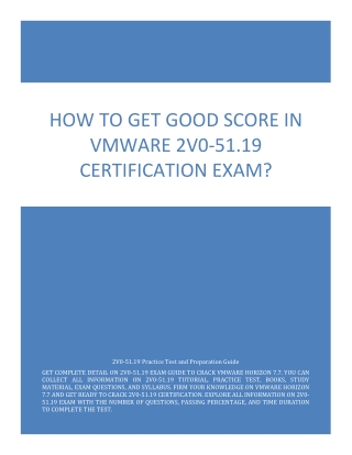 How to Get Good Score in VMware 2V0-51.19 Certification Exam?