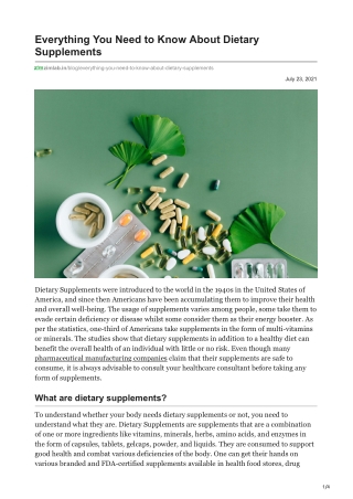 Everything You Need to Know About Dietary Supplements| ZIM Labs