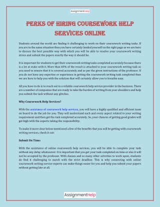 Perks Of Hiring Coursework Help Services Online