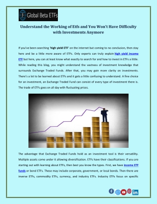 Understand the Working of Etfs and You Won’t Have Difficulty with Investments