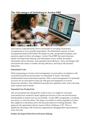 The Advantages of Switching to Axolon ERP