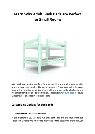 Learn Why Adult Bunk Beds are Perfect for Small Rooms