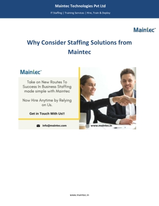 Why Consider Staffing Solutions from Maintec