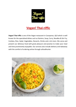 5% Off - Vegan! Thai-riffic Delivery & Takeaway Menu Coorparoo, QLD