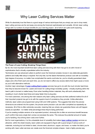 Why Laser Cutting Services Matter