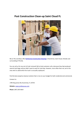 Post Construction Clean-up Saint Cloud FL