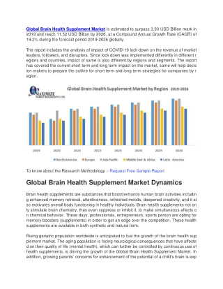 Brain Health Supplement Market is estimated to surpass 3