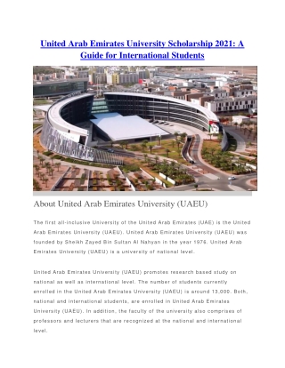 United Arab Emirates University Scholarship 2021