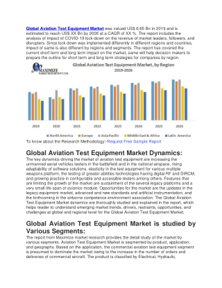 Aviation Test Equipment Market was valued US