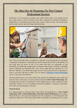 The Must Dos In Preparing For Pest Control Professional Services