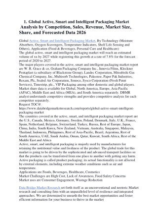 Global Active, Smart and Intelligent Packaging Market