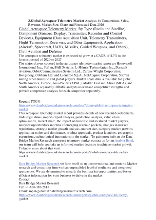 Global Aerospace Telemetry Market Analysis by Competition, Sales, Revenue, Market Size, Share and Forecasted Data 2026
