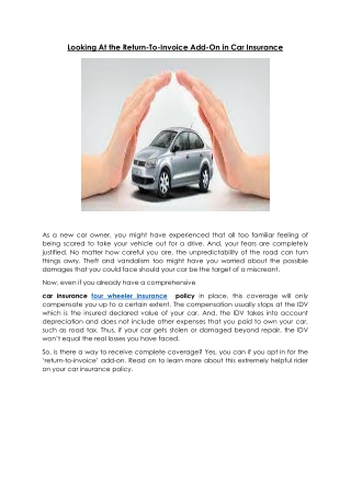 Looking at return-to-invoice add-on in car insurance