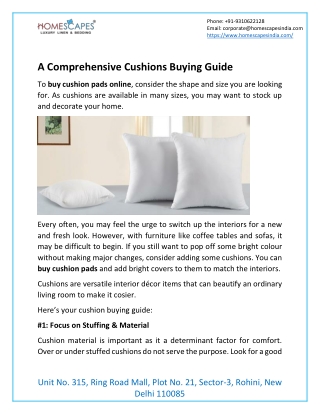 A Comprehensive Cushions Buying Guide