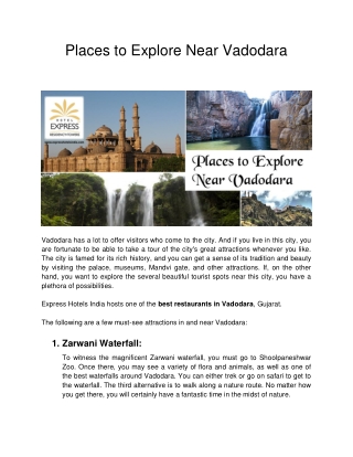 Places to explore near vadodara - Express Hotels India