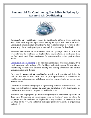 Commercial Air Conditioning Specialists