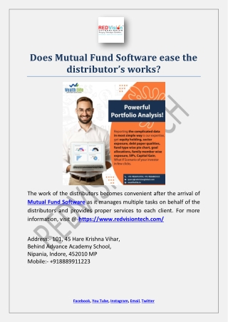 Does Mutual Fund Software ease the distributor’s works