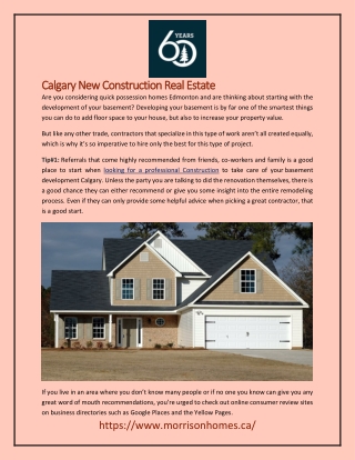 Calgary New Construction Real Estate