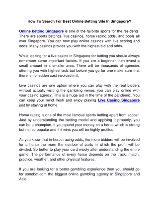 How To Search For Best Online Betting Site In Singapore?