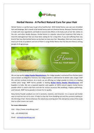 Herbal Henna - A Perfect Natural Cure for your Hair