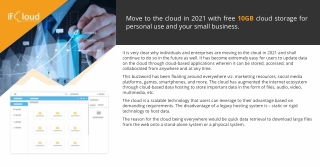 Move to the cloud in 2021 with free 10GB cloud storage for personal use and your