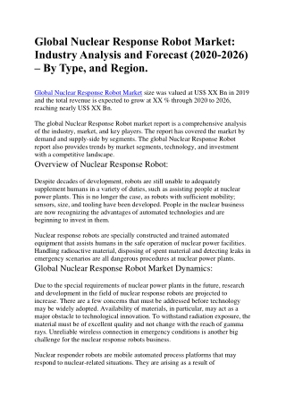 Global Nuclear Response Robot Market