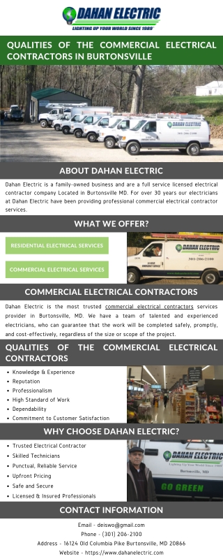 Qualities of the Commercial Electrical Contractors in Burtonsville