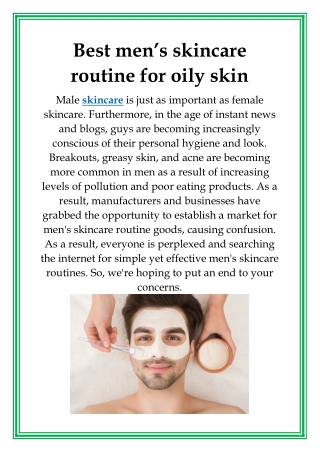 Best men’s skincare routine for oily skin