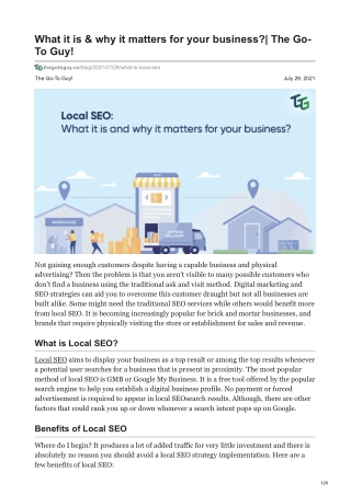 Local SEO : What it is amp why it matters for your business |The Go-To Guy