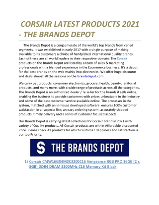CORSAIR LATEST PRODUCTS 2021 - THE BRANDS DEPOT