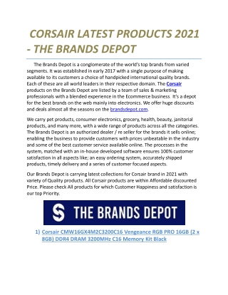 CORSAIR LATEST PRODUCTS 2021 - THE BRANDS DEPOT