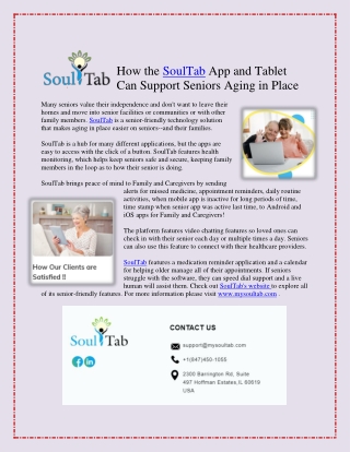 How the SoulTab App and Tablet Can Support Seniors Aging in Place