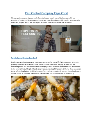 Pest Control Company Cape Coral