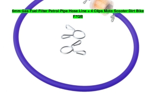 6mm Gas Fuel Filter Petrol Pipe Hose Line   4 Clips Moto Scooter Dirt Bike F7QB