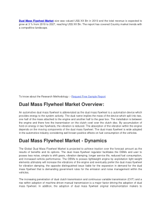 Dual Mass Flywheel Market