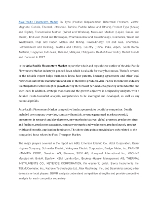 Asia-Pacific Flowmeters Market