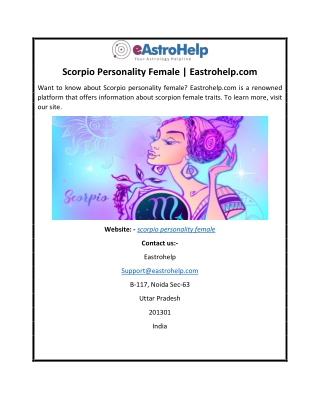 Scorpio Personality Female Eastrohelp.com