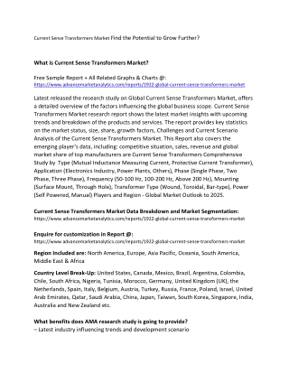 Current Sense Transformers Market Find the Potential to Grow Further?