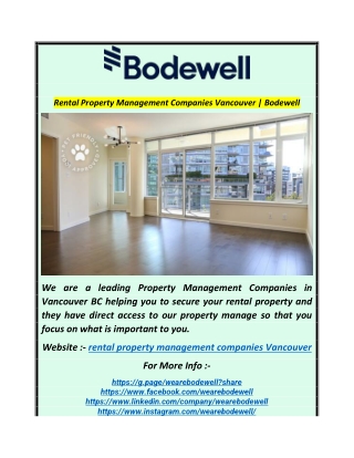 Rental Property Management Companies Vancouver  Bodewell