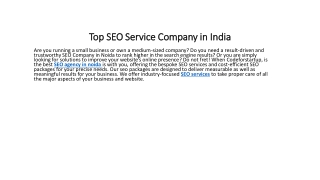 Top SEO Service Company in India