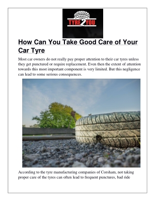 How Can You Take Good Care of Your Car Tyre