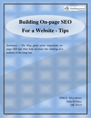 Building On-Page SEO for a Website - Tips